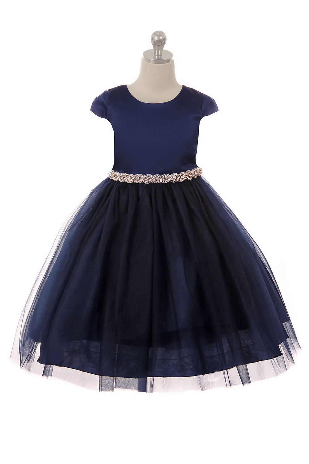 Elegant Navy Blue Cap Sleeve Satin Tulle Plus Size Dress for Women - Sizes 16.5 to 20.5 | Perfect for Weddings, Parties & Special Occasions