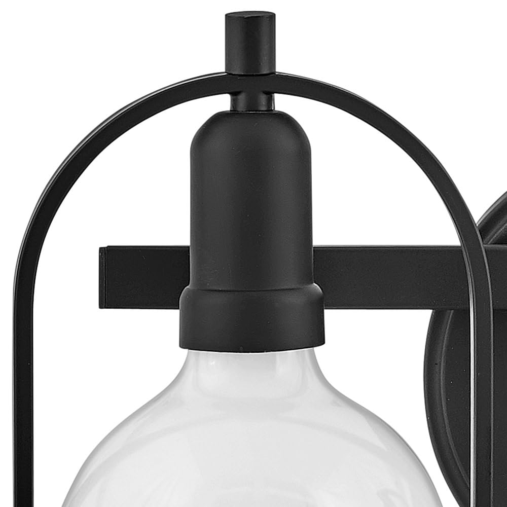 Hinkley Somerset 53772BK Small Two-Light Bathroom Vanity Light with Globe Style Bulbs - Transitional Black Up/Down Mount Fixture - Perfect for Bathroom, Powder Room, or Dressing Area Lighting