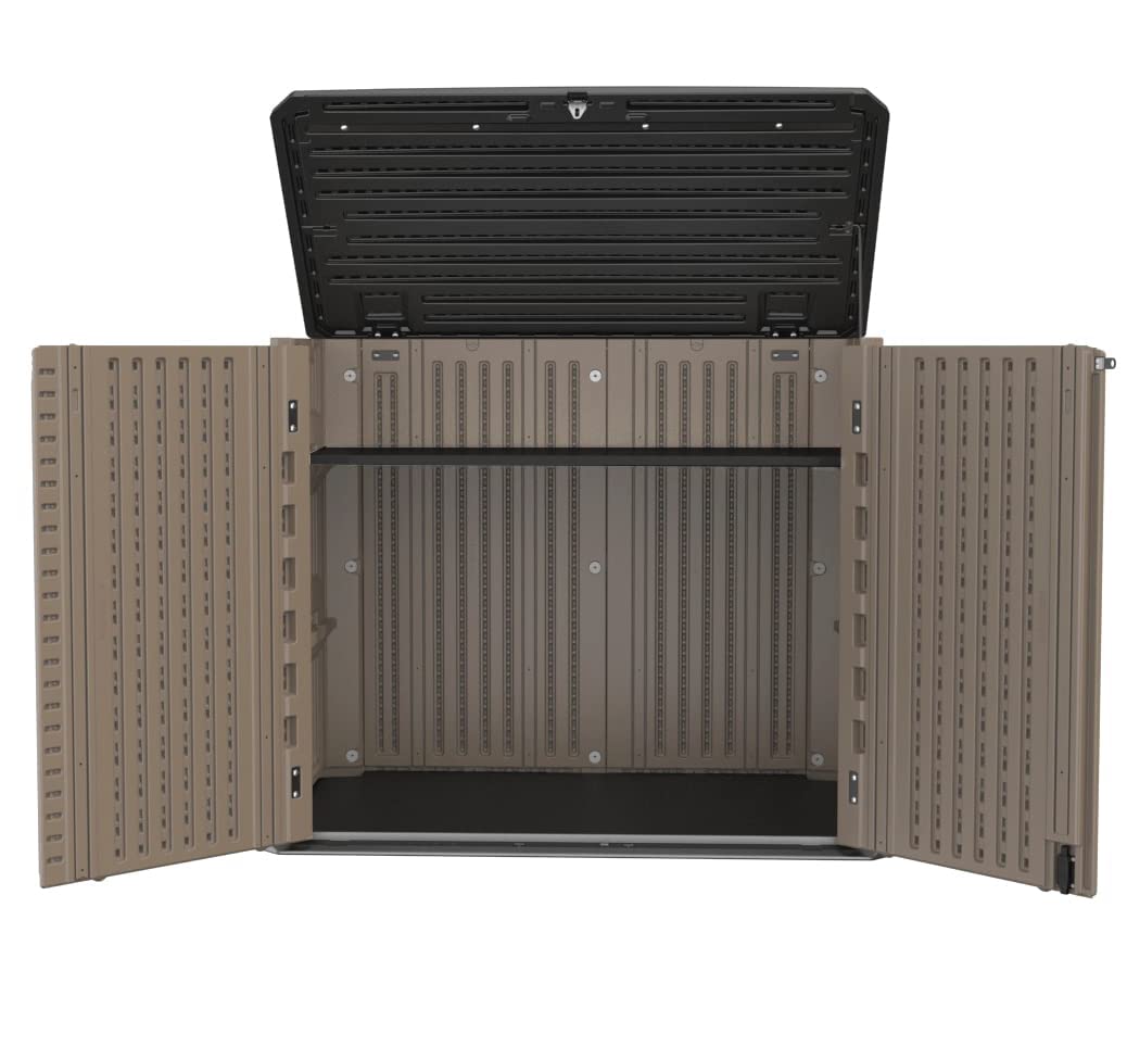 Waterproof Outdoor Storage Shed with Floor - 34 & 66 Cu.ft Garden Shed, Garage Storage, Pool Equipment & Bike Shelter - Durable Weatherproof Cabinet with Shelves for Backyard, Patio & Home Organization
