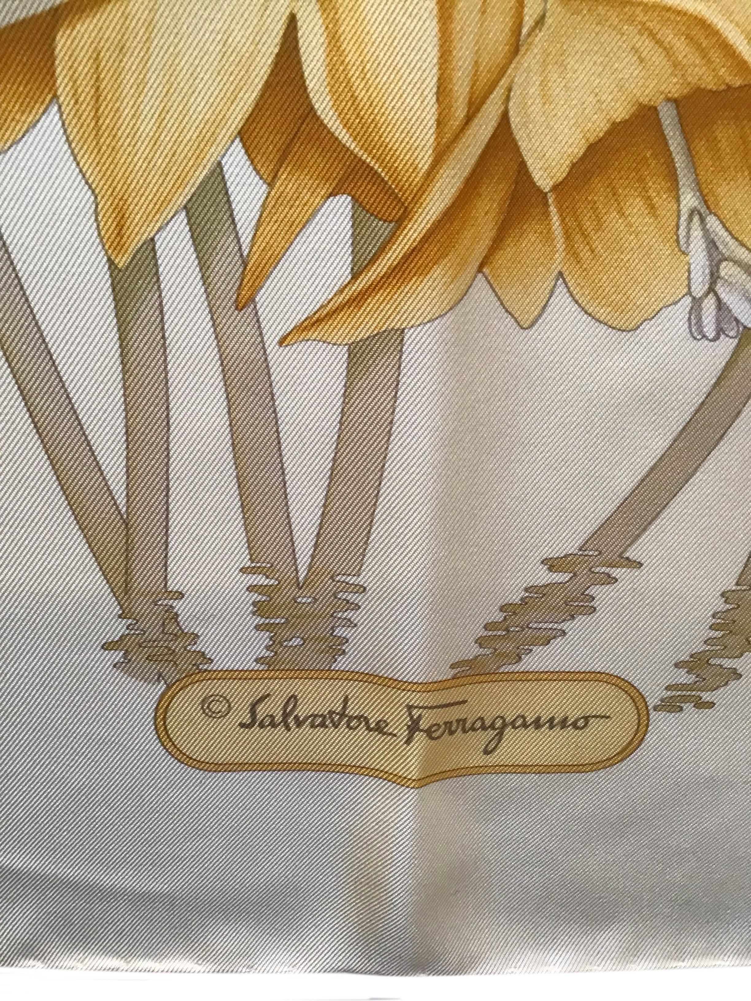 Salvatore Ferragamo Floral Silk Scarf for Women - Luxury Italian Fashion Accessory for Elegant Outfits & Special Occasions
