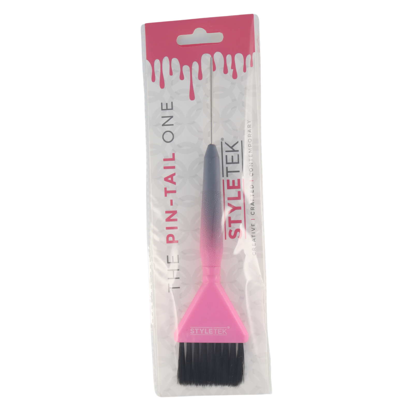 Styletel Pintail Ombre Coloring Brush - Pink & Gray Hair Dye Brush for DIY Balayage, Highlights, and Root Touch-Ups at Home