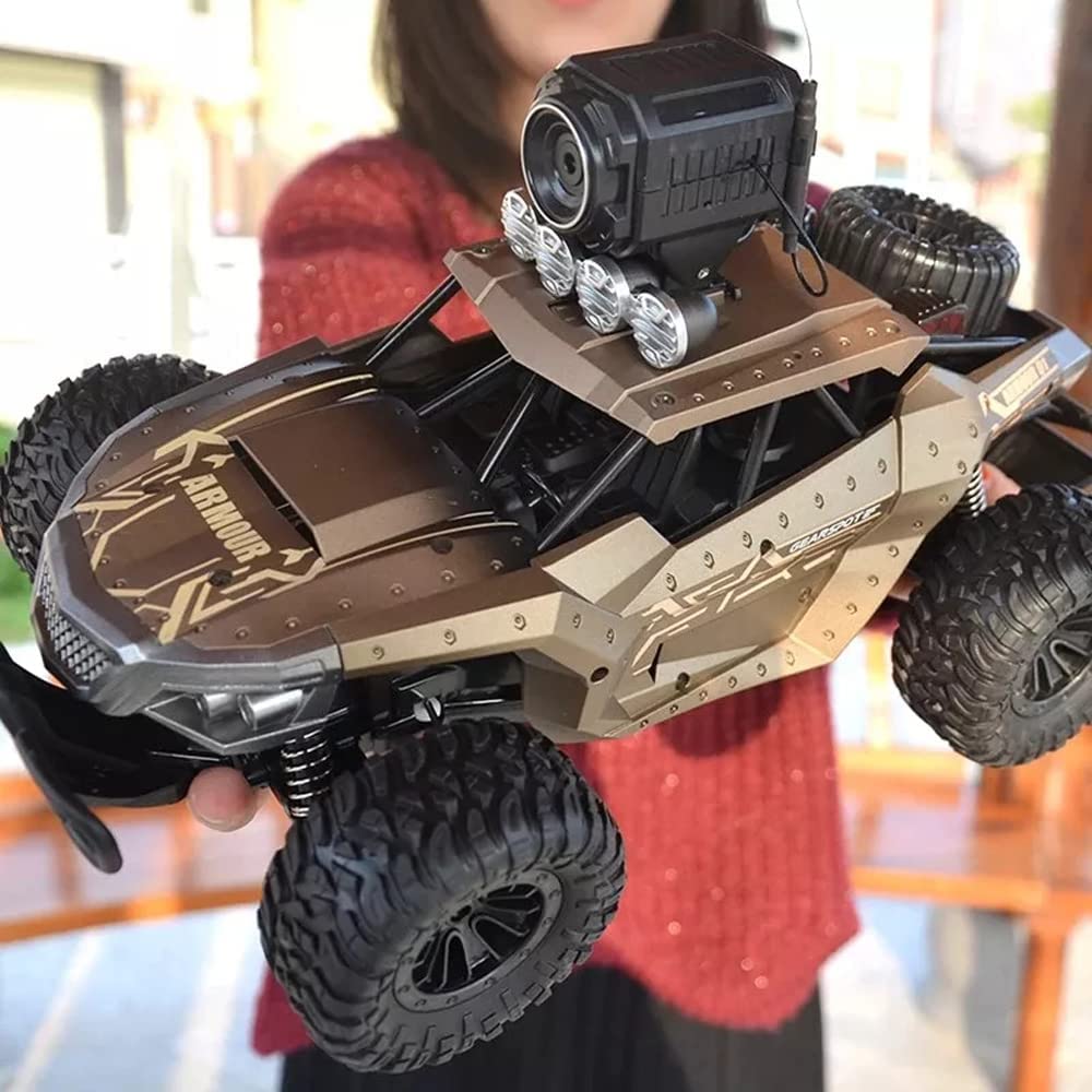 QIYHBVR 2.4G 4WD RC Cars with 720P FPV HD Camera - 25km/h All Terrain Off-Road Remote Control Truck for Adults & Kids - Perfect for Outdoor Adventure, Backyard Racing and Christmas Gifts