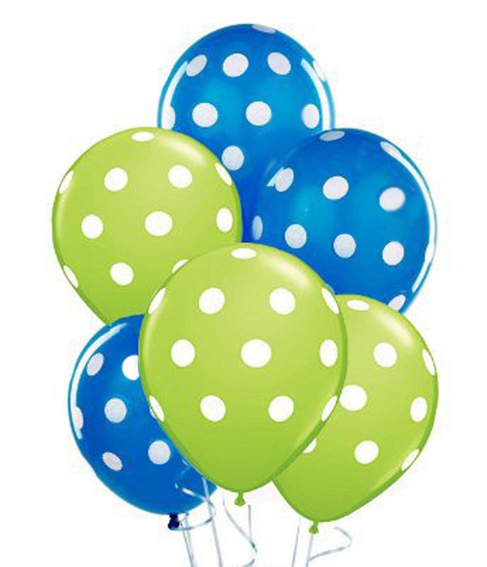 PMU Polka Dot Balloons - 11 Inch Multicolor Small Latex Balloons (50 Pack) for Birthday Parties, Weddings, Christmas Decorations, Halloween Events, Anniversaries & Baby Showers - Sapphire Blue & Lime Green - Perfect for Party Decor, Photo Backdrops & Celebration Favors