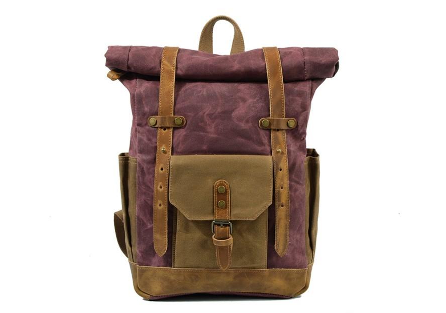 Durable Waxed Canvas Backpack for Men & Women - Waterproof Rucksack for Travel, Hiking & Daily Commute