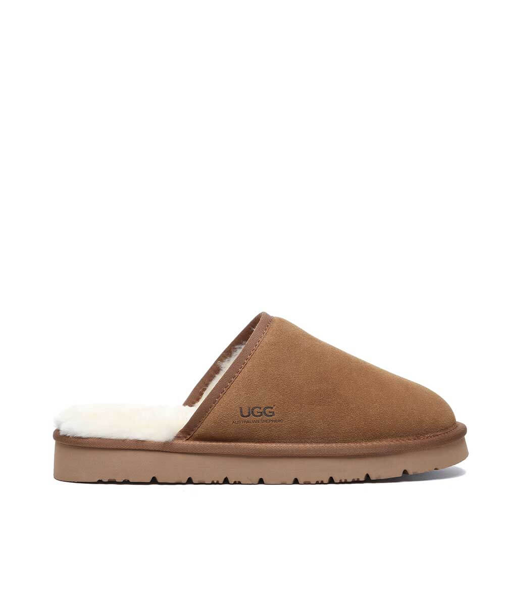 Men's UGG Ted Slippers - Cozy Indoor/Outdoor House Shoes with Soft Sheepskin Lining - Perfect for Home, Lounge & Quick Errands