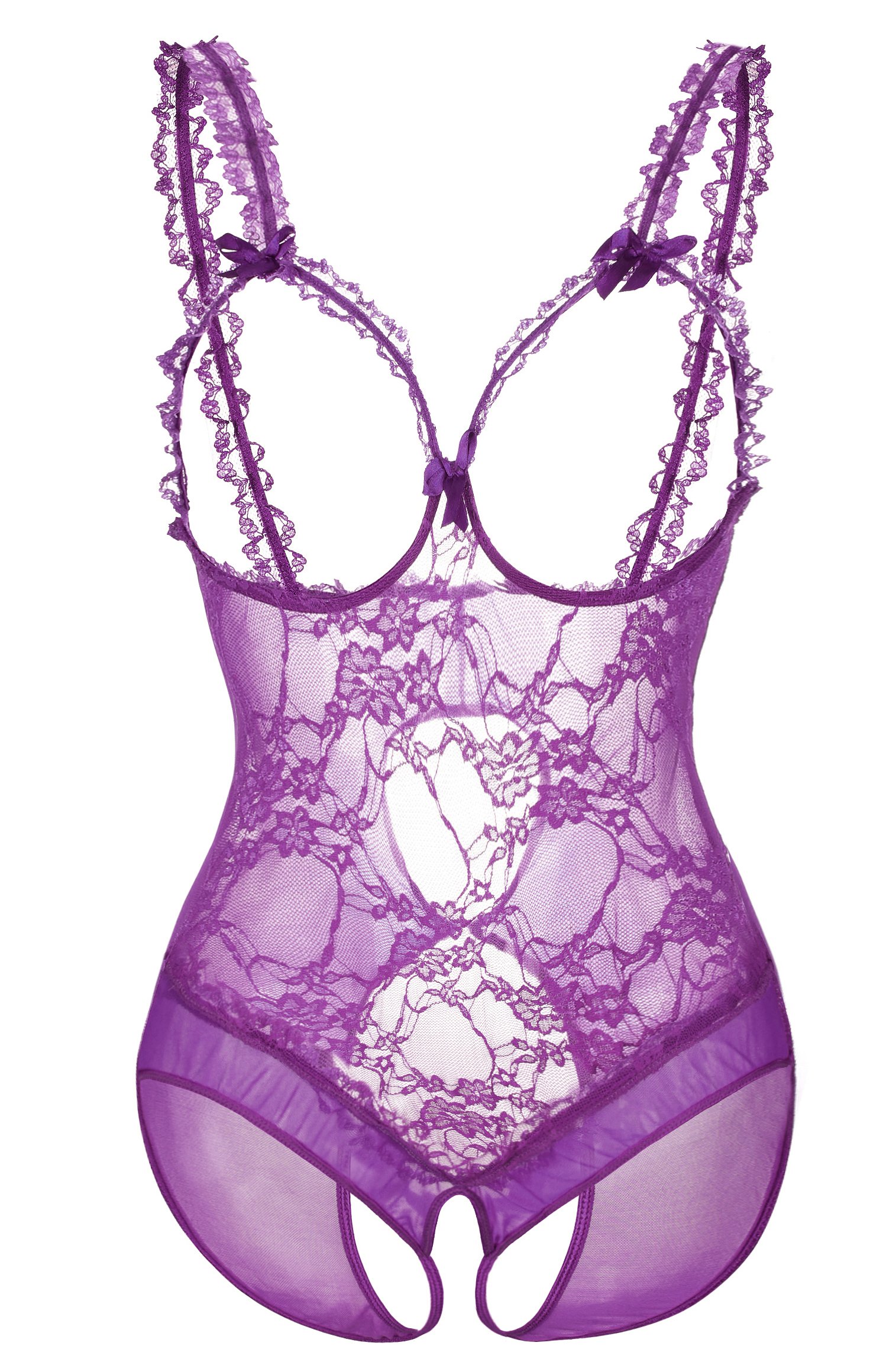 Sexy Women's Lingerie Nightwear - Plus Size One-Piece Bodysuit Nightie in Black for Romantic Evenings & Bedtime Comfort