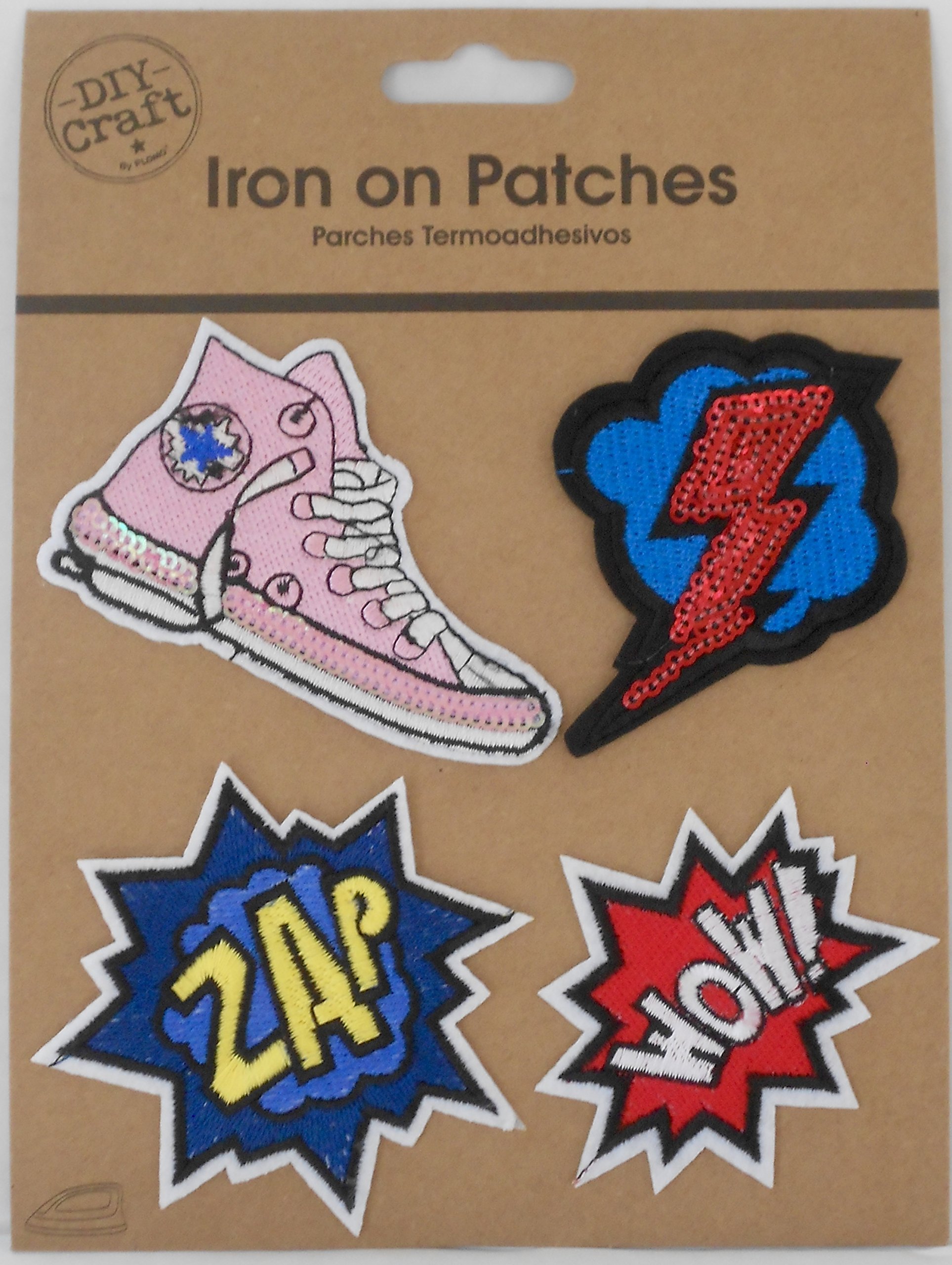 DIY Iron On Patches for Sneakers - Lightning Bolt Design - No Sew Fabric Appliques for Clothing & Accessories - Perfect for Customizing Shoes, Jackets, Backpacks & DIY Crafts