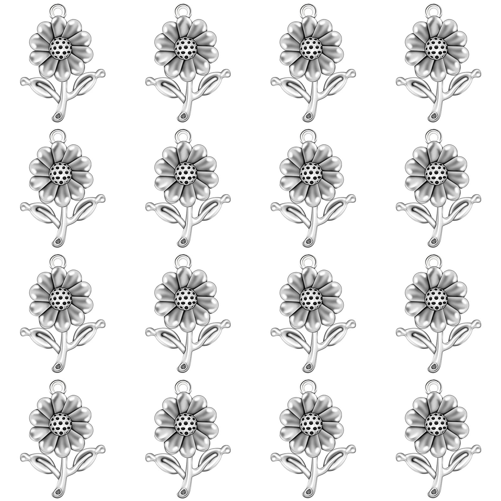 50Pcs Vintage Alloy Sunflower Charms - DIY Jewelry Making Supplies for Necklace, Bracelet, Earrings - Perfect for Boho, Summer & Gift Giving Accessories