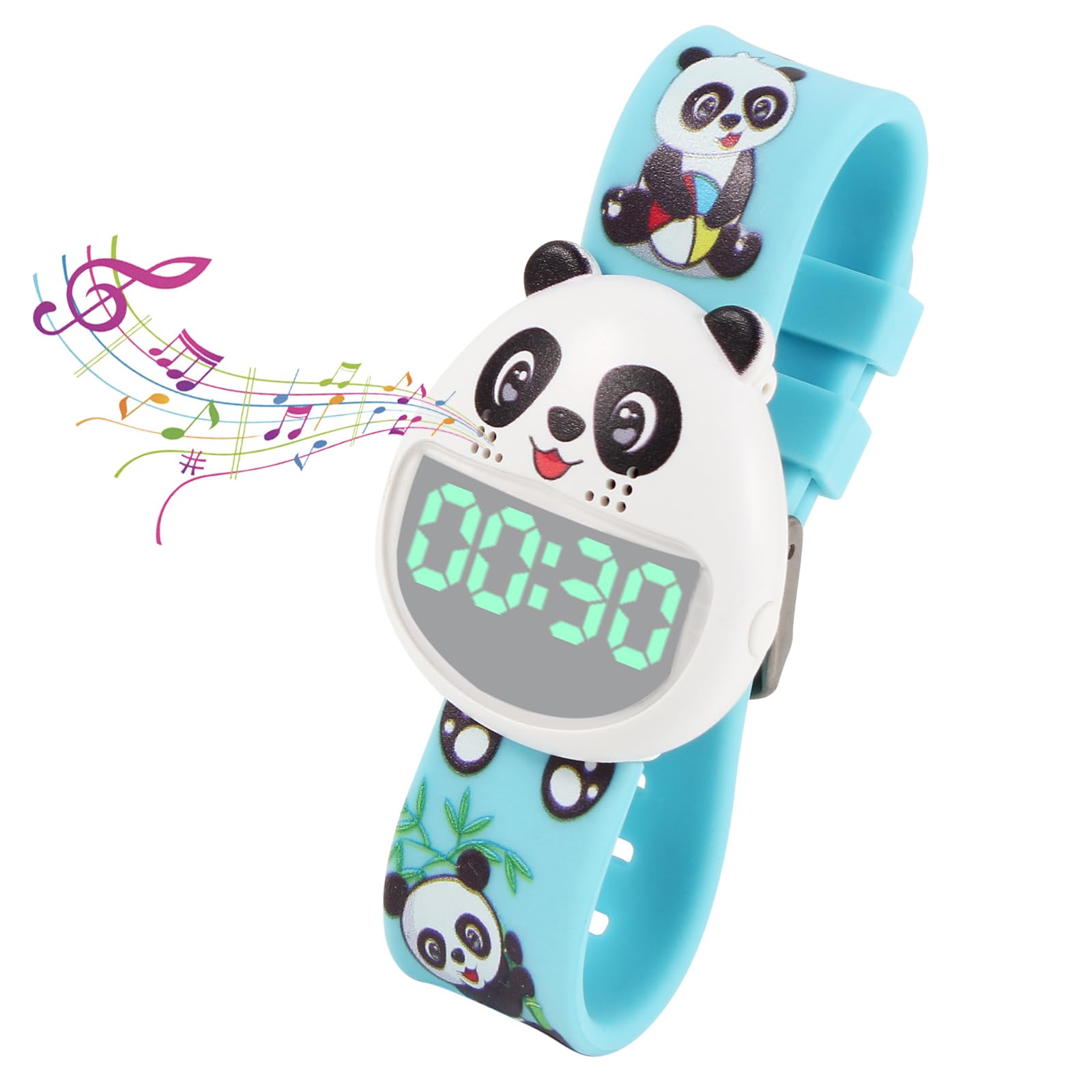 Panda Potty Training Timer for Kids - Adjustable 30/60/90 Minute Reminder with Music, Vibration & LED Alerts - Waterproof Toilet Training Device for Toddlers - Perfect for Home, Daycare & Travel Use (Blue)