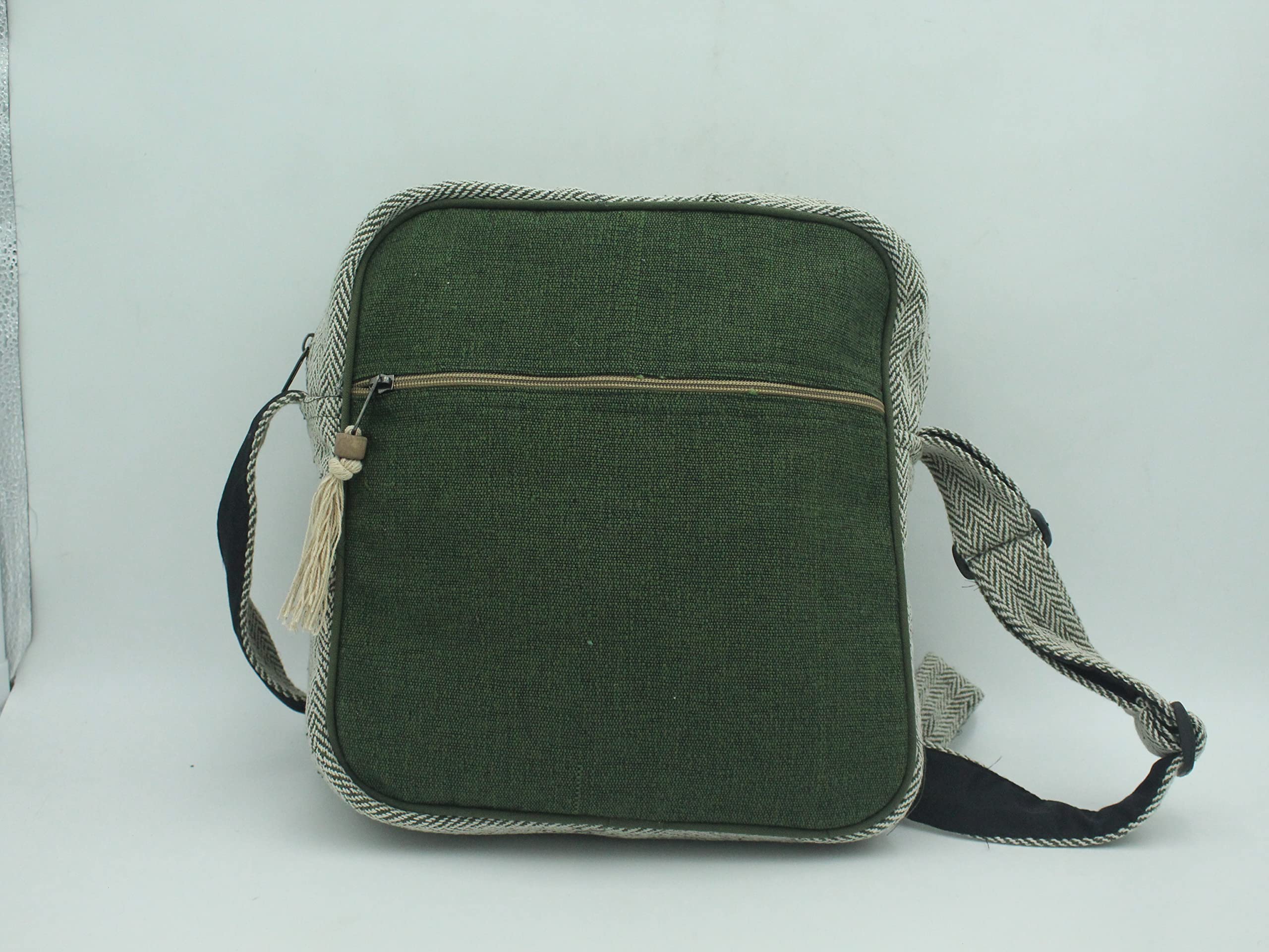 Hemp Crossbody Bag for Men & Women - Lightweight Shoulder Tote with Zipper & 8 Compartments - Adjustable Strap Messenger Bag for Travel, Work & Daily Use