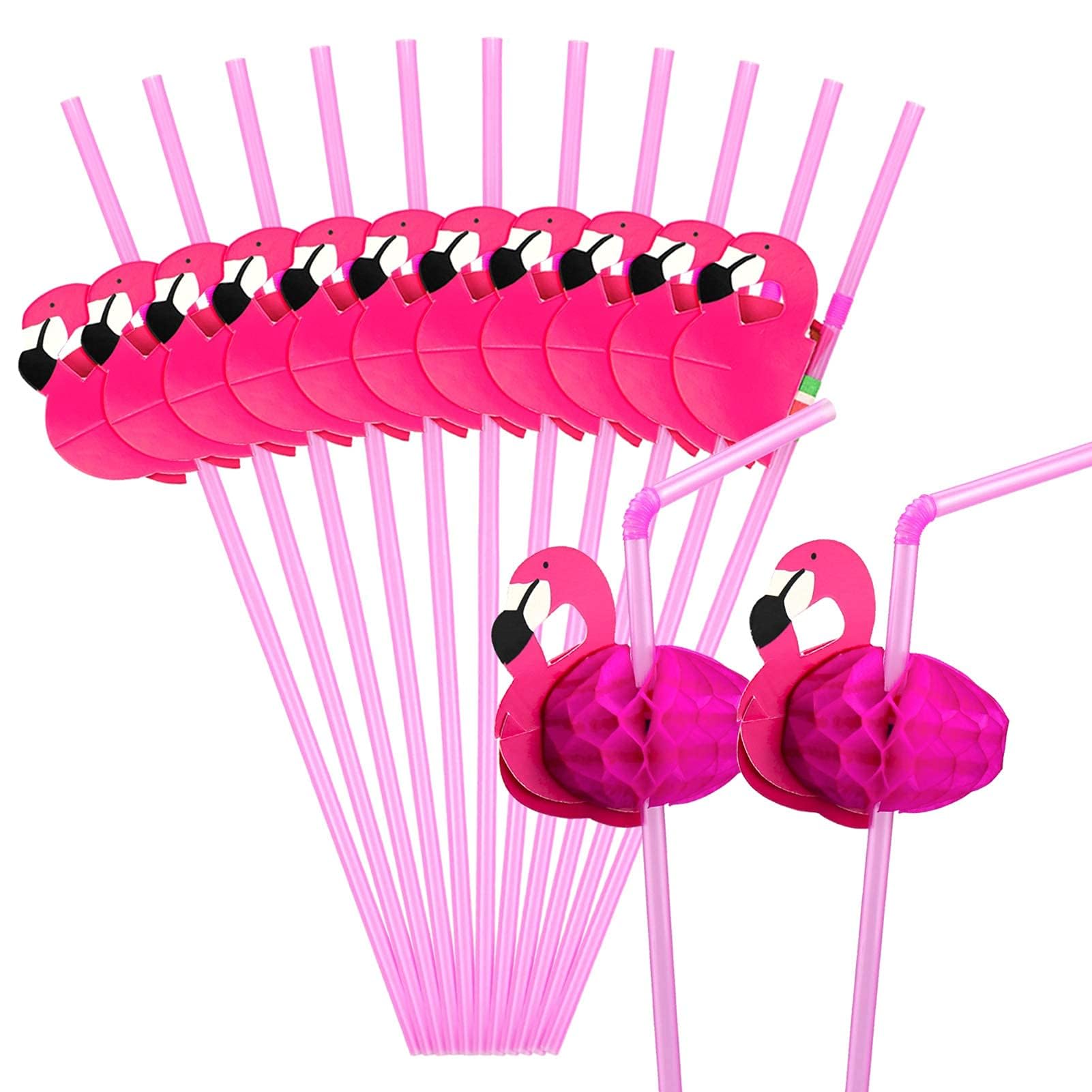 50 Pcs Flamingo Straws - Bendable Cocktail Drinking Straws for Bachelorette Party, Pool Party, Birthday & Wedding Decor - Rose Gold Flamingo Themed Tableware & Drink Accessories - Perfect for Tropical Themed Events, Summer Gatherings & Girls' Night Out