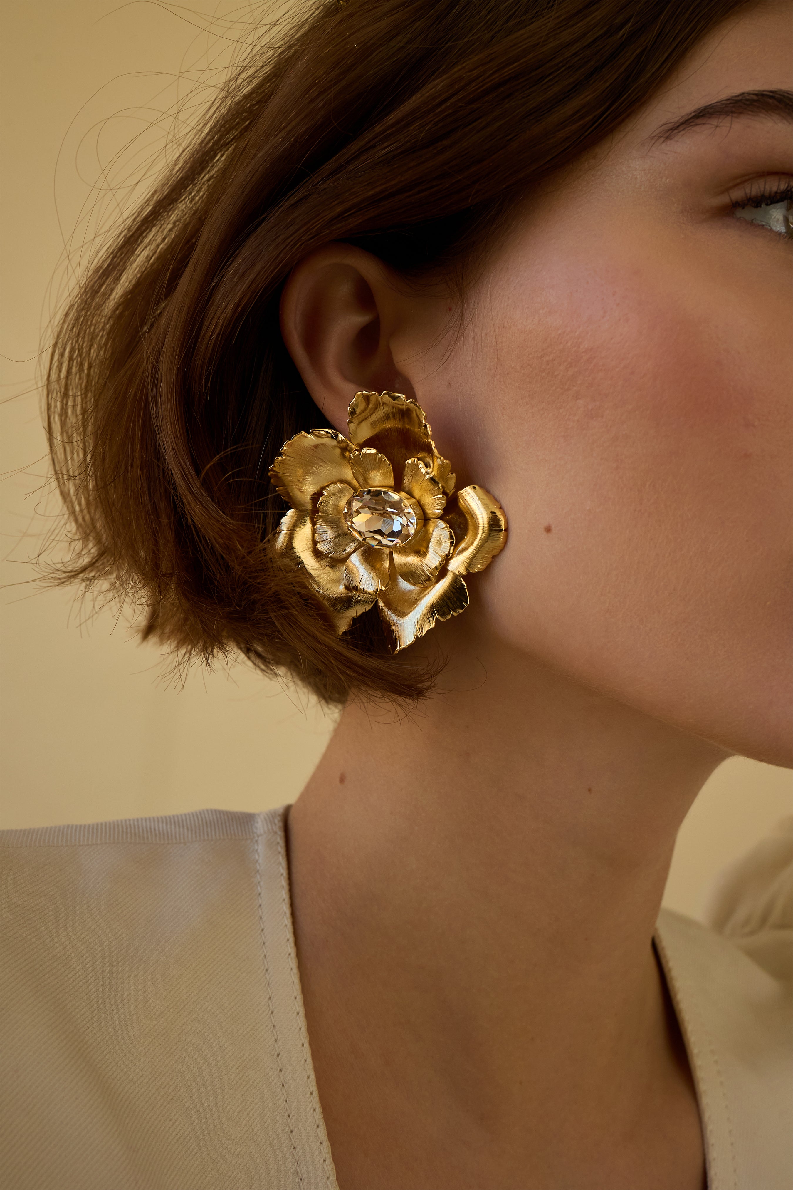 Elegant Jasmine Floral Crystal Button Earrings for Women - Perfect for Weddings, Parties & Special Occasions