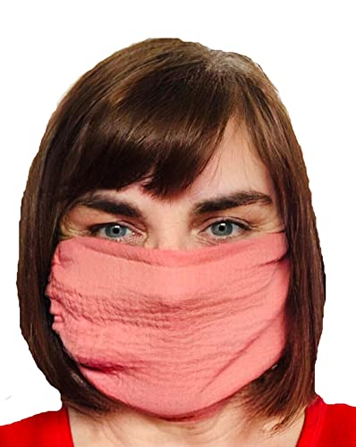 Breathable 100% Cotton Single Layer Face Mask with Adjustable Ear Loops - Washable & Reusable Unisex Adult Mask for Travel, School & Daily Protection (Dark Rose Eyelet) - Lightweight Comfort for Work, Shopping & Outdoor Activities
