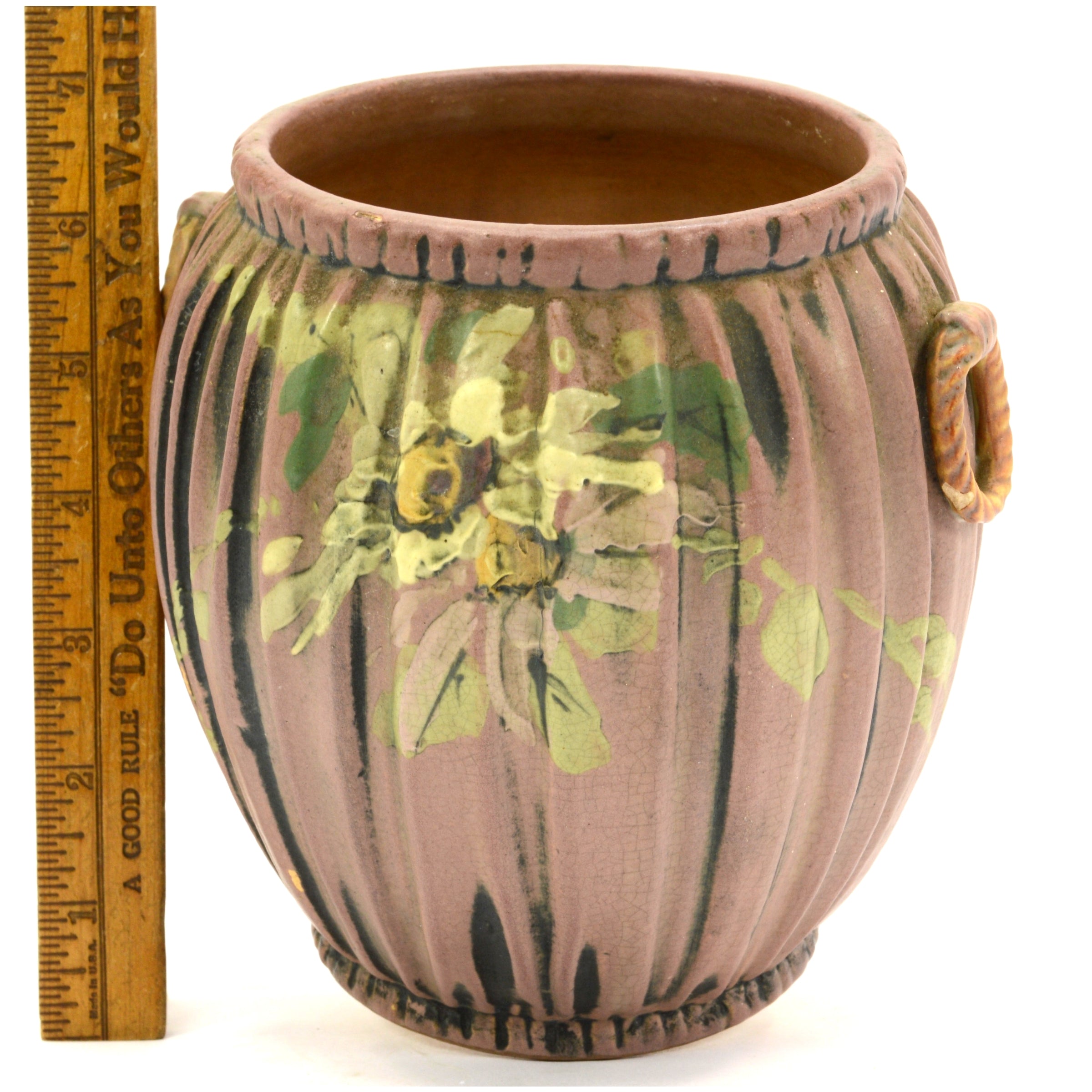 Antique WELLER POTTERY LOUELLA VASE by RUDOLPH LORBER with Ring Handles - MATTE Finish c.1915 - Vintage Home Decor for Living Room, Mantel or Collector's Display