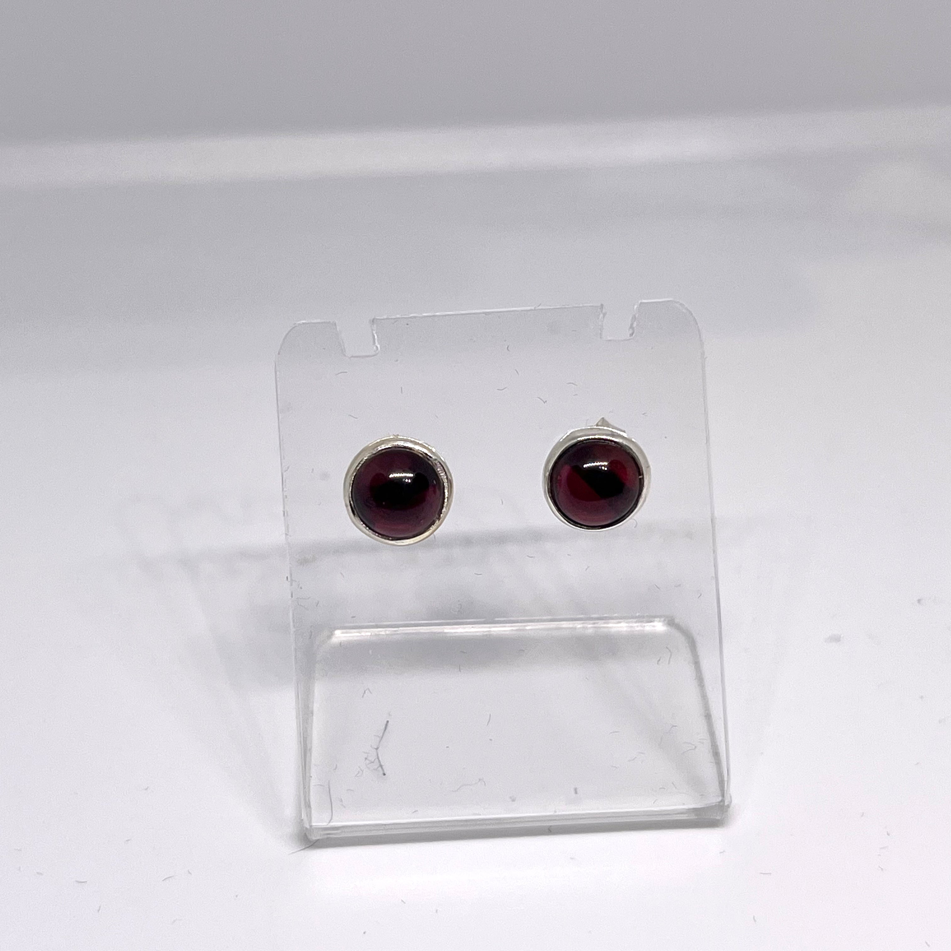6.5mm Round Cabochon Bezel Set Stud Earrings - PSE018 - Perfect for Everyday Wear, Gift Giving & Special Occasions