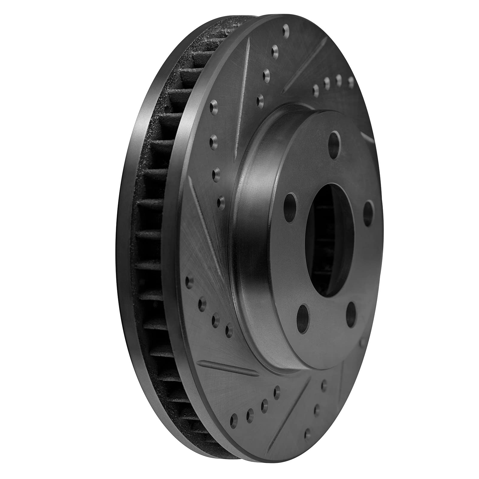 Premium Black Drilled & Slotted Brake Rotors with Ceramic Pads - Compatible with 1996-1998 VW Jetta & Golf - High Performance Braking for Street Racing & Daily Commuting
