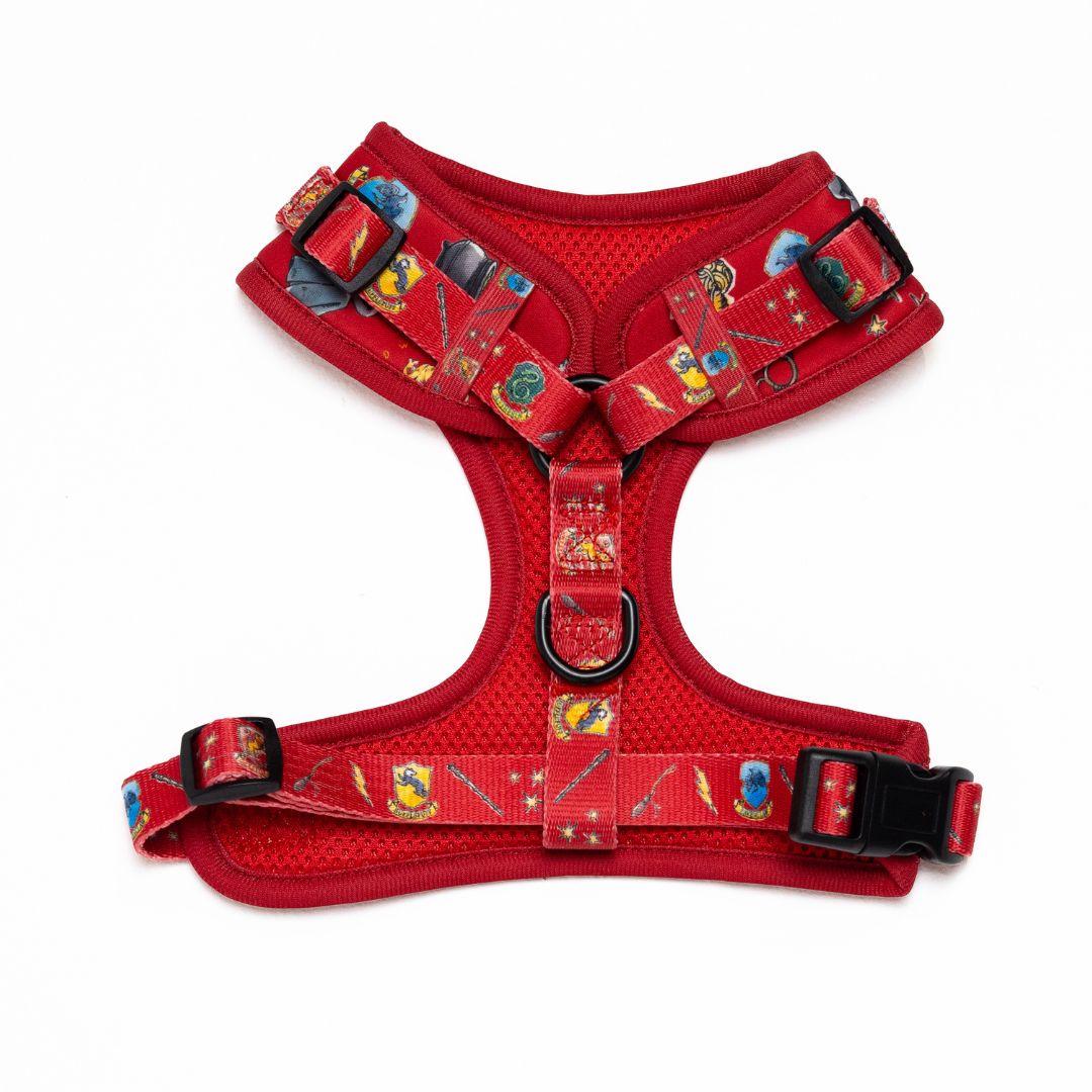 Harry Potter Dog Harness - Adjustable Pet Costume with Hogwarts House Colors - Perfect for Halloween, Cosplay & Themed Parties
