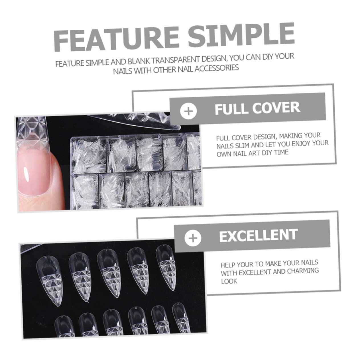 Beavorty 500pcs False Toenails Kit - Detachable Fake Nails for Bitten Nails, DIY Nail Art Tips & Patches | Perfect for Home Manicure, Salon Nail Extensions & Toe Nail Repair