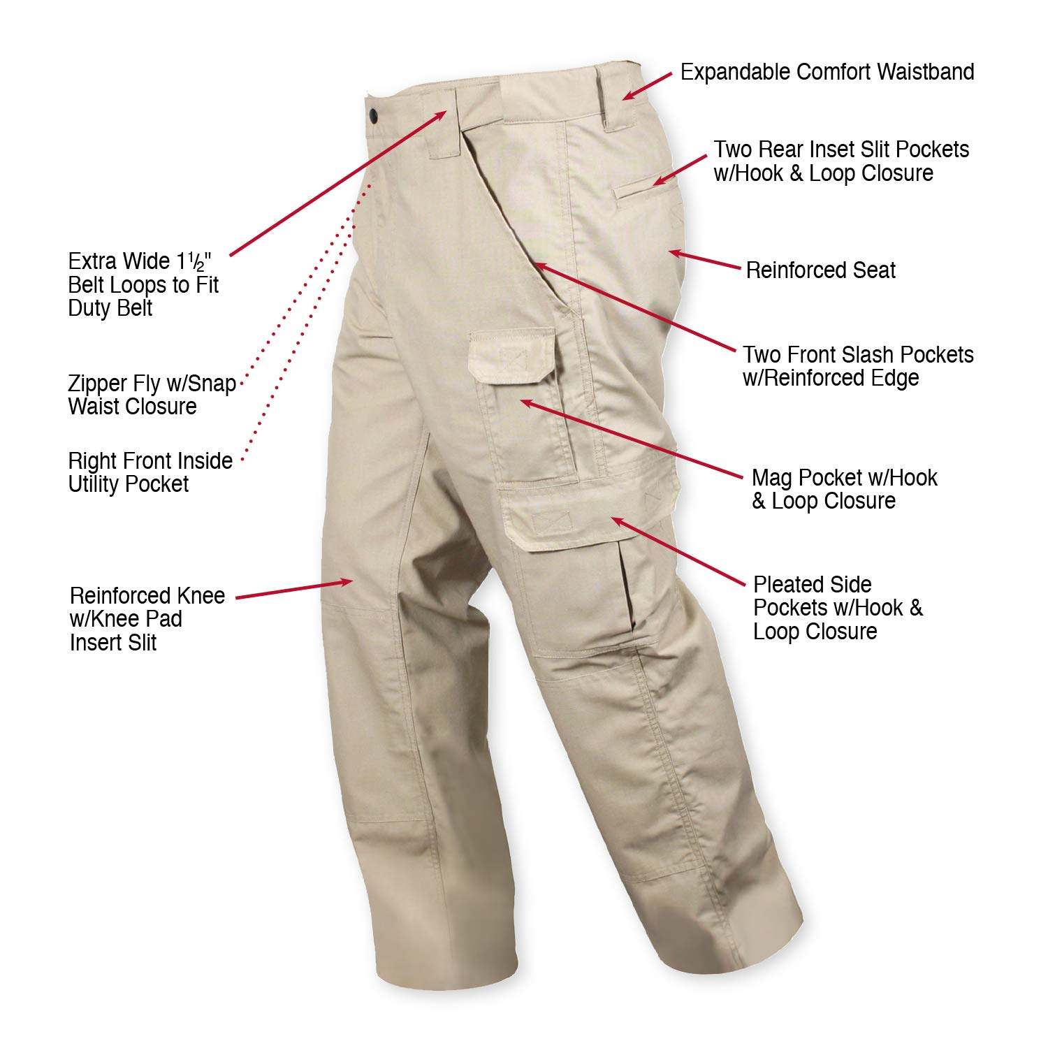Rothco Tactical Duty Pants - Military Style Cargo Pants for Men | Durable Khaki Work Pants with Multiple Pockets | Size 32 | Perfect for Outdoor Adventures, Hiking & Tactical Operations