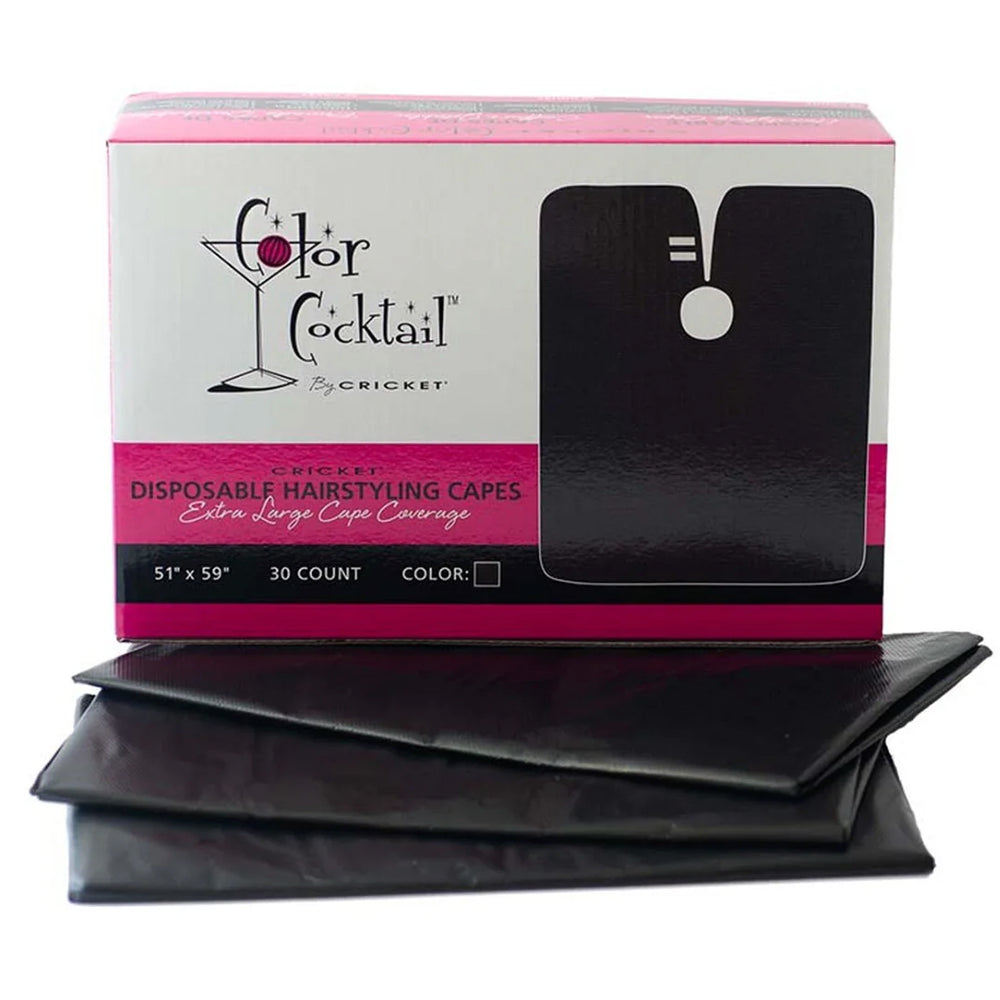 Extra Large Disposable Hair Cutting Capes for Barbers - 30 Pack, Black Chemical & Styling Capes for Cricket, Salons & Home Use