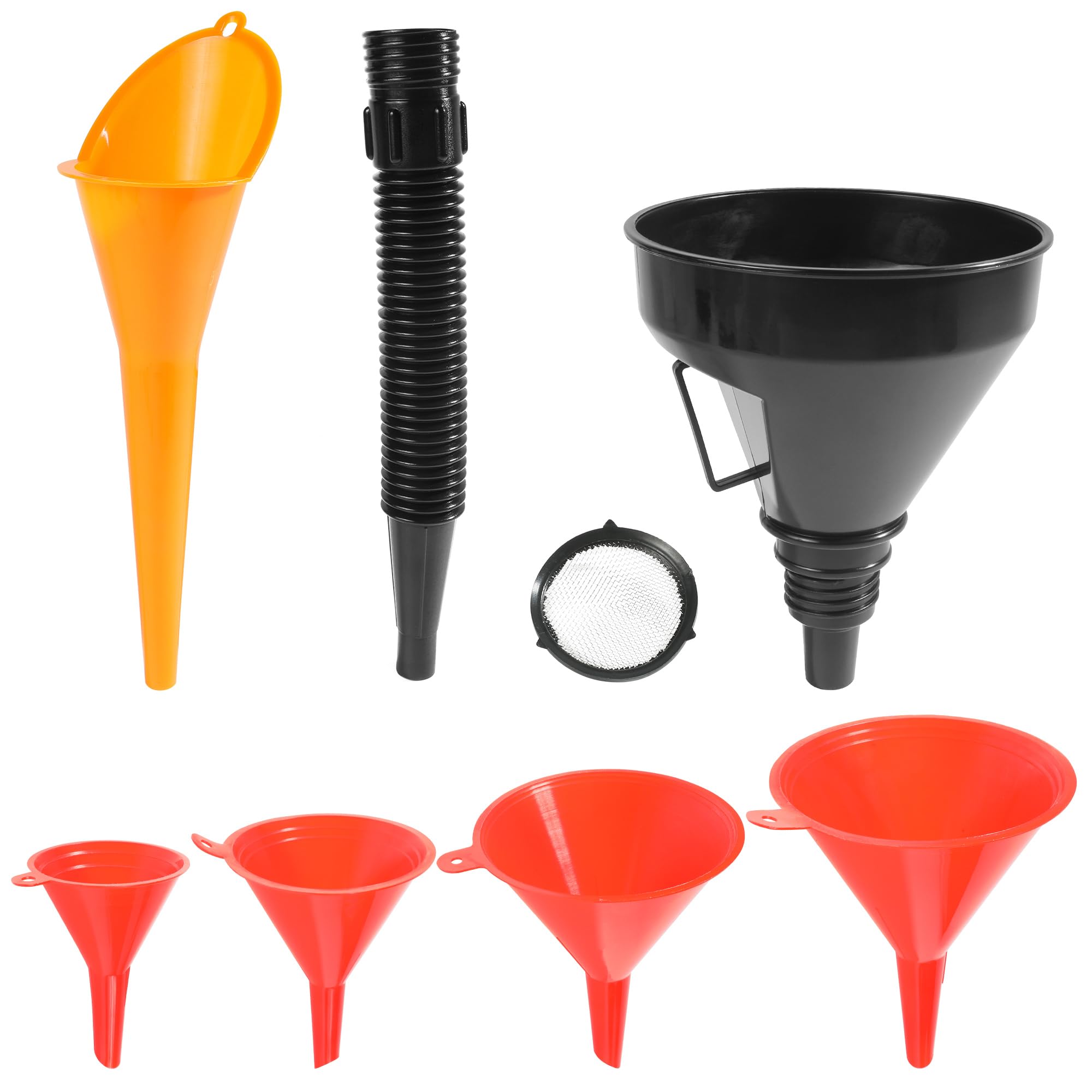 6PCS Automotive Funnel Set with Detachable Flexible Tube & Filter - Oil Change Funnel for Cars, Motorcycles, SUVs - Perfect for DIY Oil Changes, Fluid Transfers & Engine Maintenance