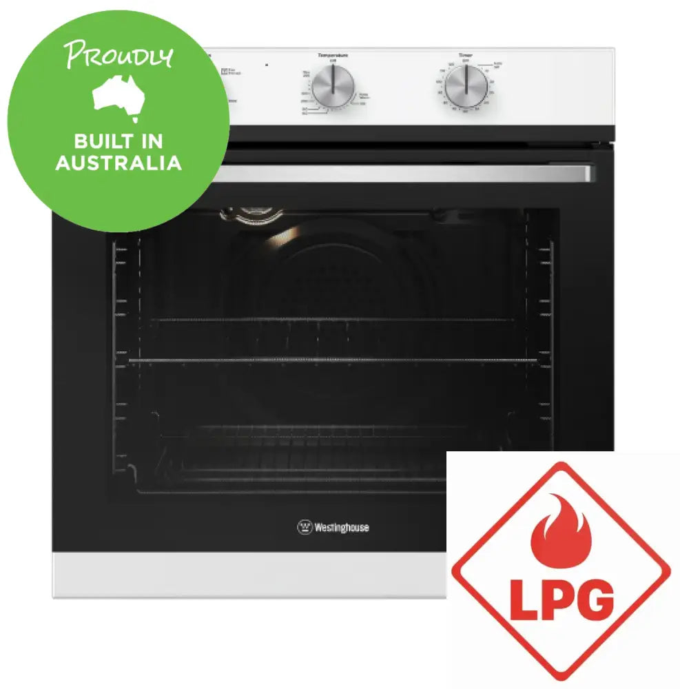 Westinghouse WVG613WCLP 60cm White LPG Gas Fan Forced Oven - Perfect for Baking, Roasting & Cooking in Home Kitchens