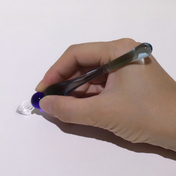 Japanese Glass Dip Pen - Short Blue Calligraphy Pen for Handwriting & Art - Perfect Gift for Writers, Artists & Stationery Lovers - Ideal for Journaling, Lettering & Creative Projects
