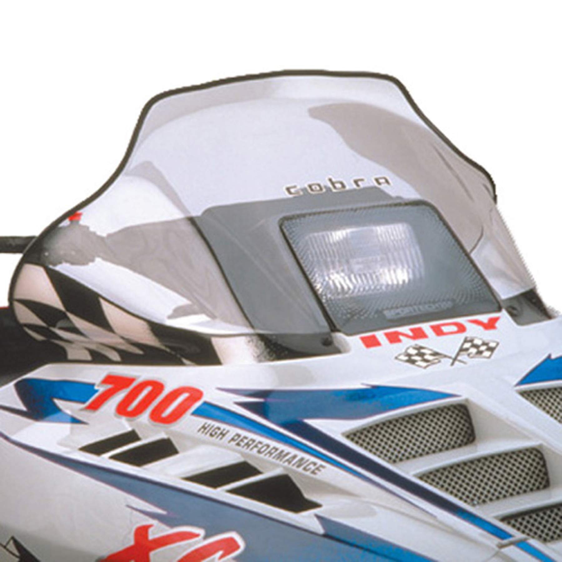 PowerMadd 11132 Cobra Windshield for Polaris Indy Snowmobile - Clear with Black & White Checkers - Mid Height Windshield for Enhanced Wind Protection & Style - Perfect for Trail Riding & Winter Adventures