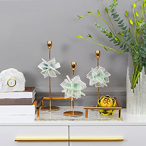 Luxury Crystal Stone Stainless Steel Candle Holder - Elegant Desktop Home Decor for Romantic Candlelight Dinners, Weddings & Restaurants - Large Size Decorative Centerpiece for Dining Tables & Special Occasions