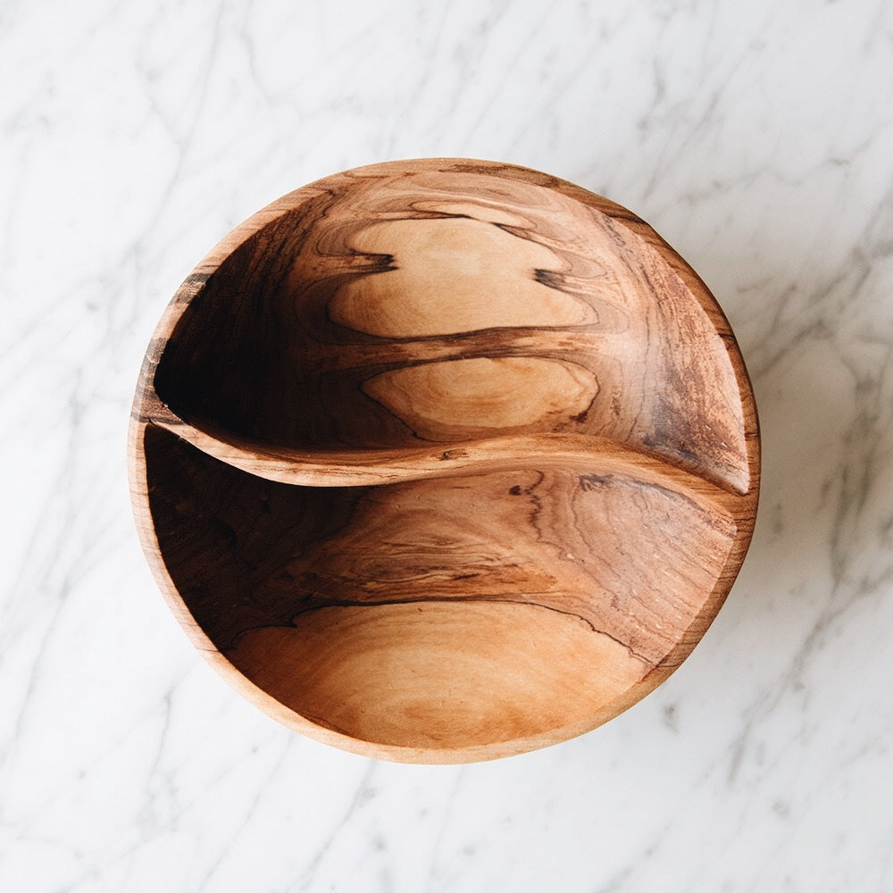 Handcrafted Wild Olive Wood Serving Bowl - Natural & Eco-Friendly for Salads, Fruits & Snacks - Perfect for Dinner Parties & Family Gatherings