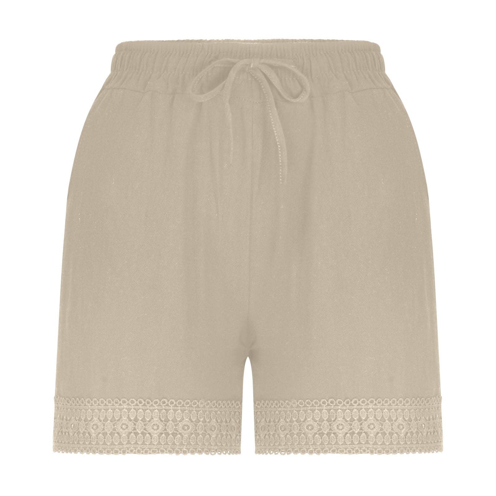 Women's Linen Shorts with Pockets - Drawstring Waist for Summer Comfort