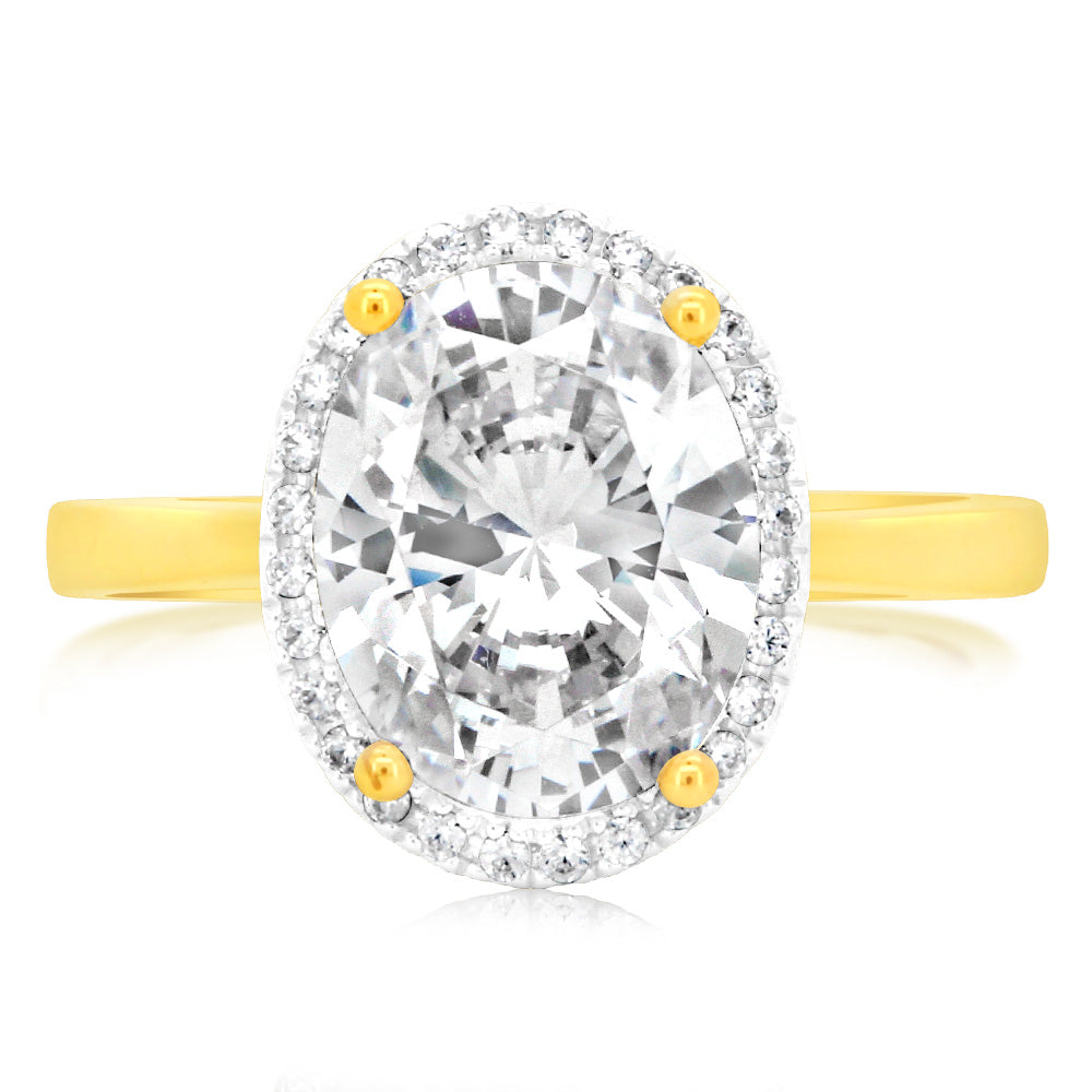 9ct Yellow Gold 29 Cubic Zirconia Ring for Women - Elegant CZ Wedding Band, Anniversary Gift, Promise Ring for Her - Perfect for Engagement, Valentine's Day & Special Occasions