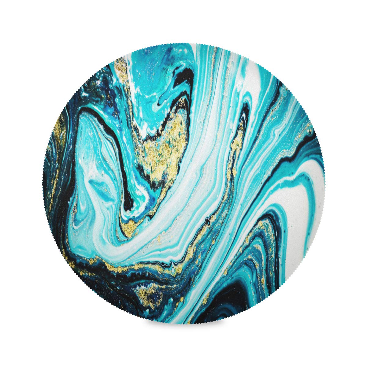 Qilmy Round Marble Placemats Set of 4 - Elegant Circle Table Mats for Dining & Kitchen - Perfect for Dinner Parties, Holiday Gatherings & Everyday Use