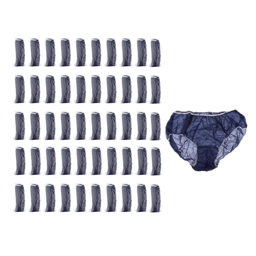 50 Pack Premium Disposable Underwear for Women & Men - Breathable Travel Underwear Briefs - Postpartum, Spa, Waxing, Tanning - Plus Size Comfort - Navy, White & Blue - Ideal for Hospital, Travel & Hygiene Protection