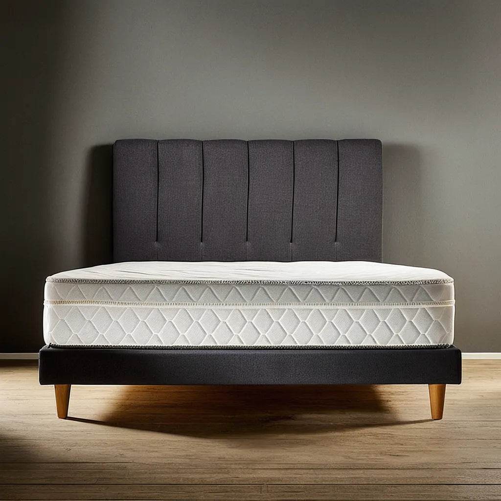 Kazura Upholstered Fabric Bed Frame - Queen Size Platform Bed with Wooden Slats, Noise-Free Support for Bedroom, Guest Room, or Dorm