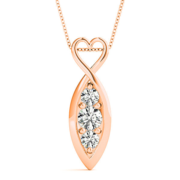 0.50 Carat Round Diamond Three Stone Pendant Necklace - Elegant Jewelry Gift for Anniversary, Wedding & Special Occasions