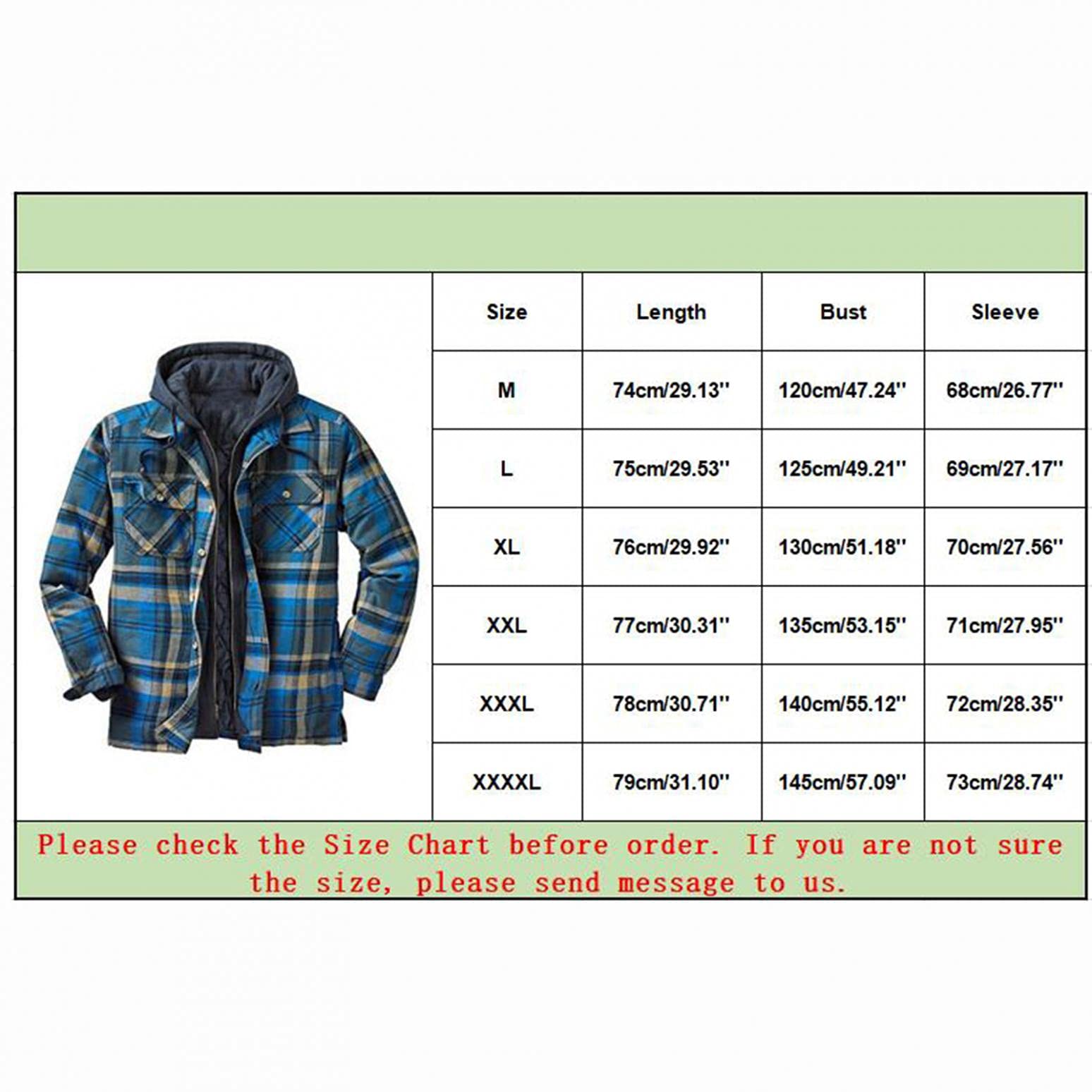 Men's Sherpa Lined Fleece Plaid Flannel Jacket - Warm Button Down Zip Up Coat with Hood for Outdoor Activities, Hiking & Casual Wear