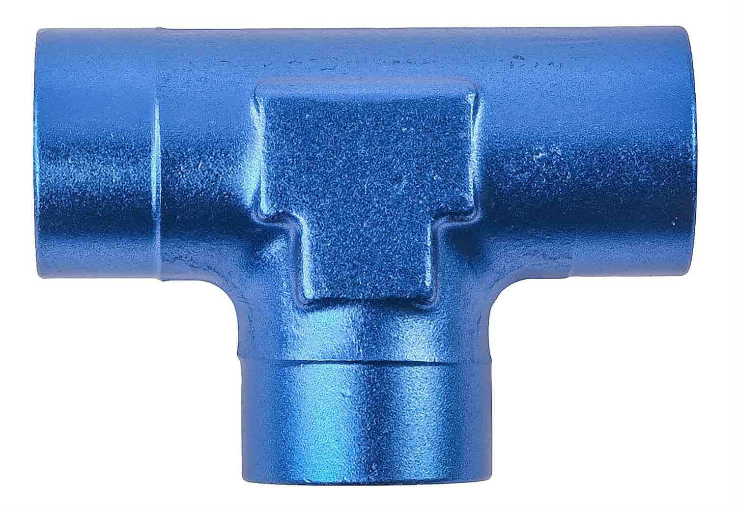 JEGS 108365 1/8 Inch NPT Female Tee Adapter Fitting - Brass Pipe Connector for Plumbing, Automotive & Industrial Applications