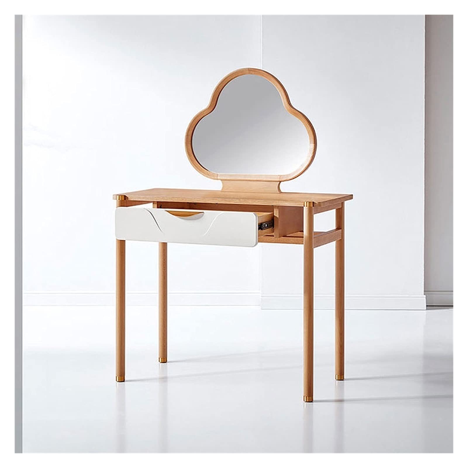 YIXIN2013SHOP Wooden Vanity Dressing Table with Stool & Mirror - Compact Makeup Desk for Small Bedrooms & Apartments - Perfect for Daily Beauty Routine & Cosmetics Organization