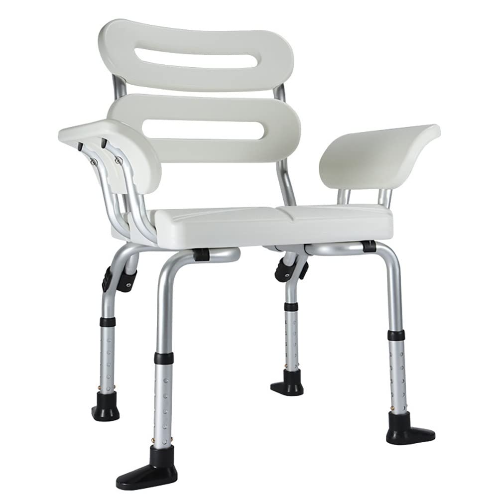 **Adjustable Shower Chair for Elderly & Disabled - 300lb Heavy Duty Shower Seat with Assist Grab Bar - Non-Slip Bath Stool for Bathtub Safety - Ideal for Seniors, Handicap & Medical Use at Home**