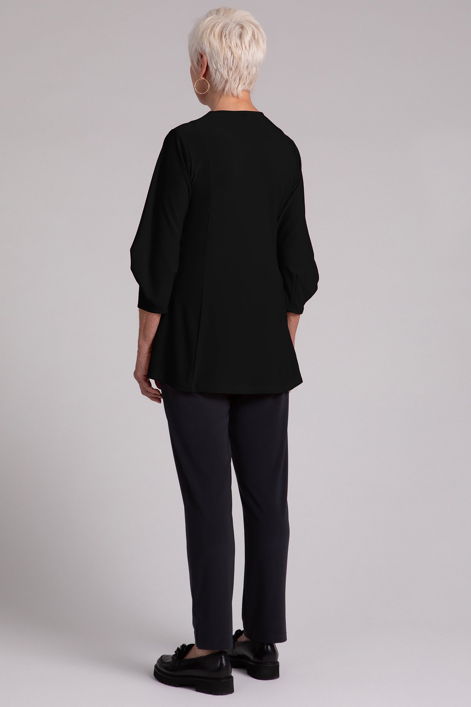 Black Lantern Tunic for Women - Elegant Flowy Tunic Top for Casual Wear, Office & Evening Outfits