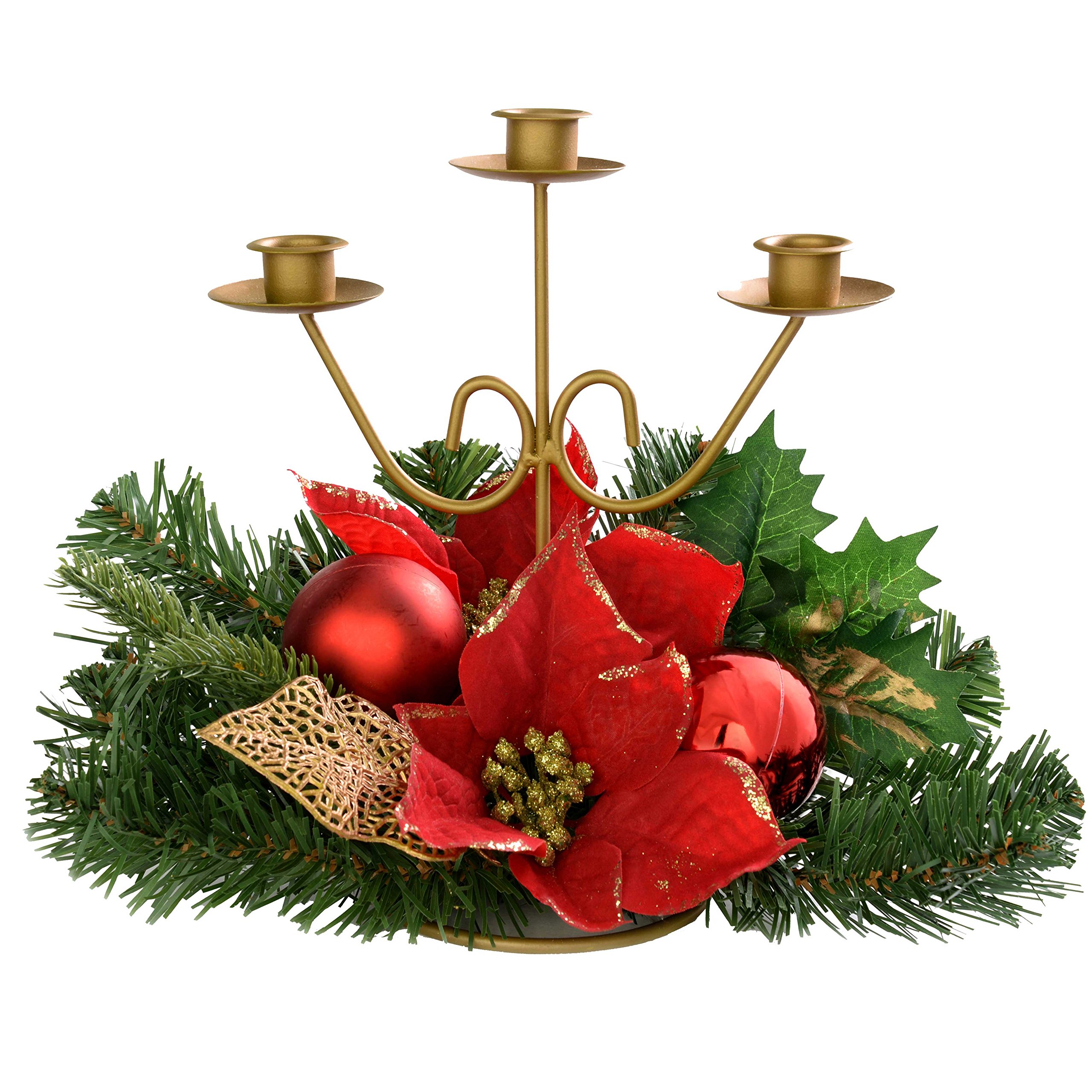 Elegant Triple Tape Candle Holder Table - 22cm Red & Gold Decor for Dining Table, Wedding Centerpiece, Home Decor