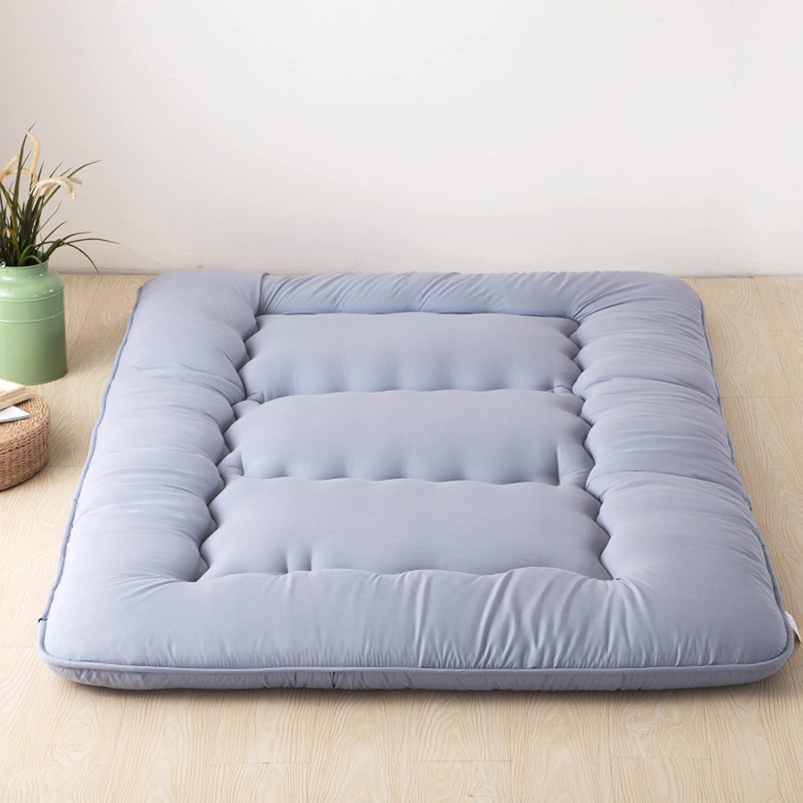 Japanese Futon Mattress - Foldable Gray Tatami Mat for Sleeping, Portable Camping Pad for Adults & Kids (47x80x4.5in) - Ideal for Home, Travel & Outdoor Use