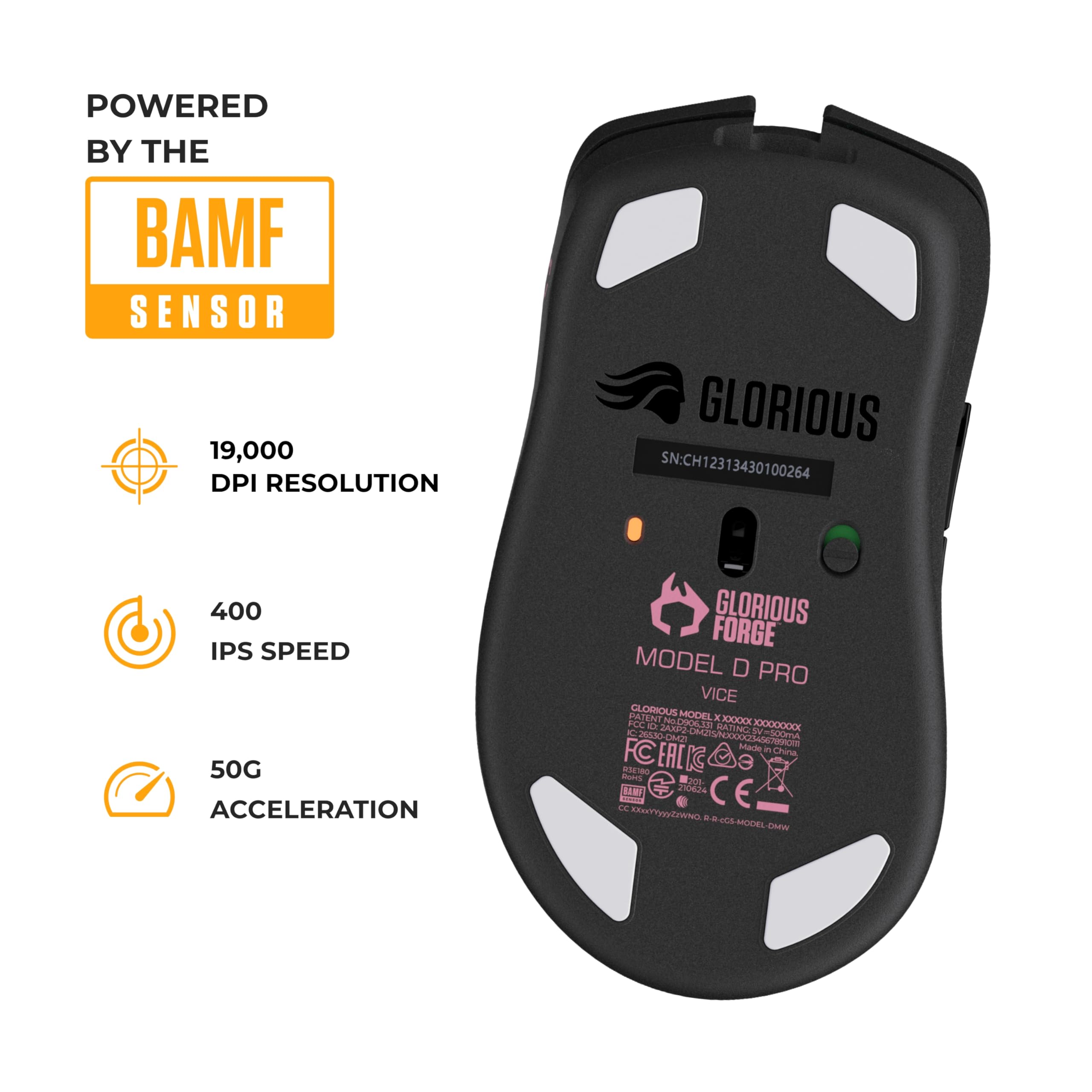 Glorious Model D Forge Wireless Gaming Mouse - Superlight 58g, 6 Programmable Buttons, 80-Hour Battery, 19K DPI Optical Sensor (Limited Edition Black) | Perfect for FPS, MMO & Esports PC Gaming Accessories