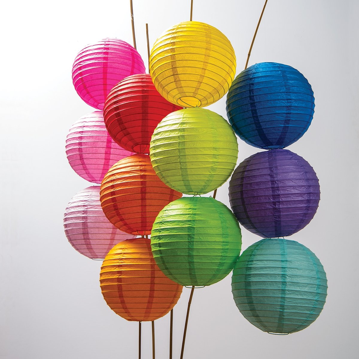 12 Pack 10 Inch Multicolor Paper Lanterns for Party Decorations, Wedding, Festival & Home Decoration - Bulk Pack of Vibrant Hanging Lanterns