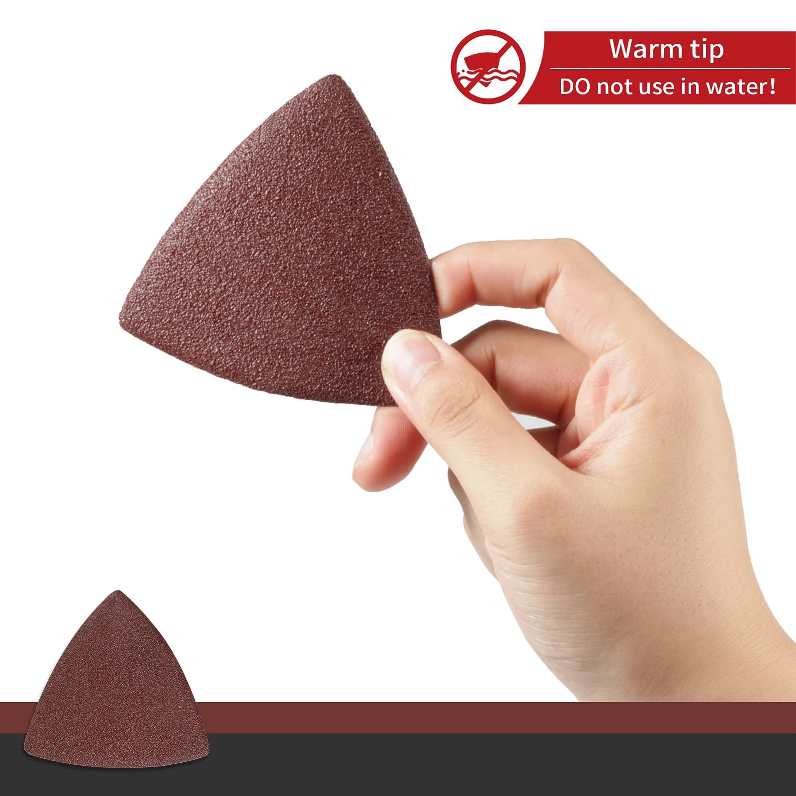 30 Pcs 3-1/8 Inch (80mm) Triangular Hook & Loop Sanding Pads for Oscillating Multitools - 80 Grit No Hole Sandpaper for Wood, Metal Polishing & Detail Sanding - Perfect for DIY Projects, Furniture Refinishing & Automotive Repair
