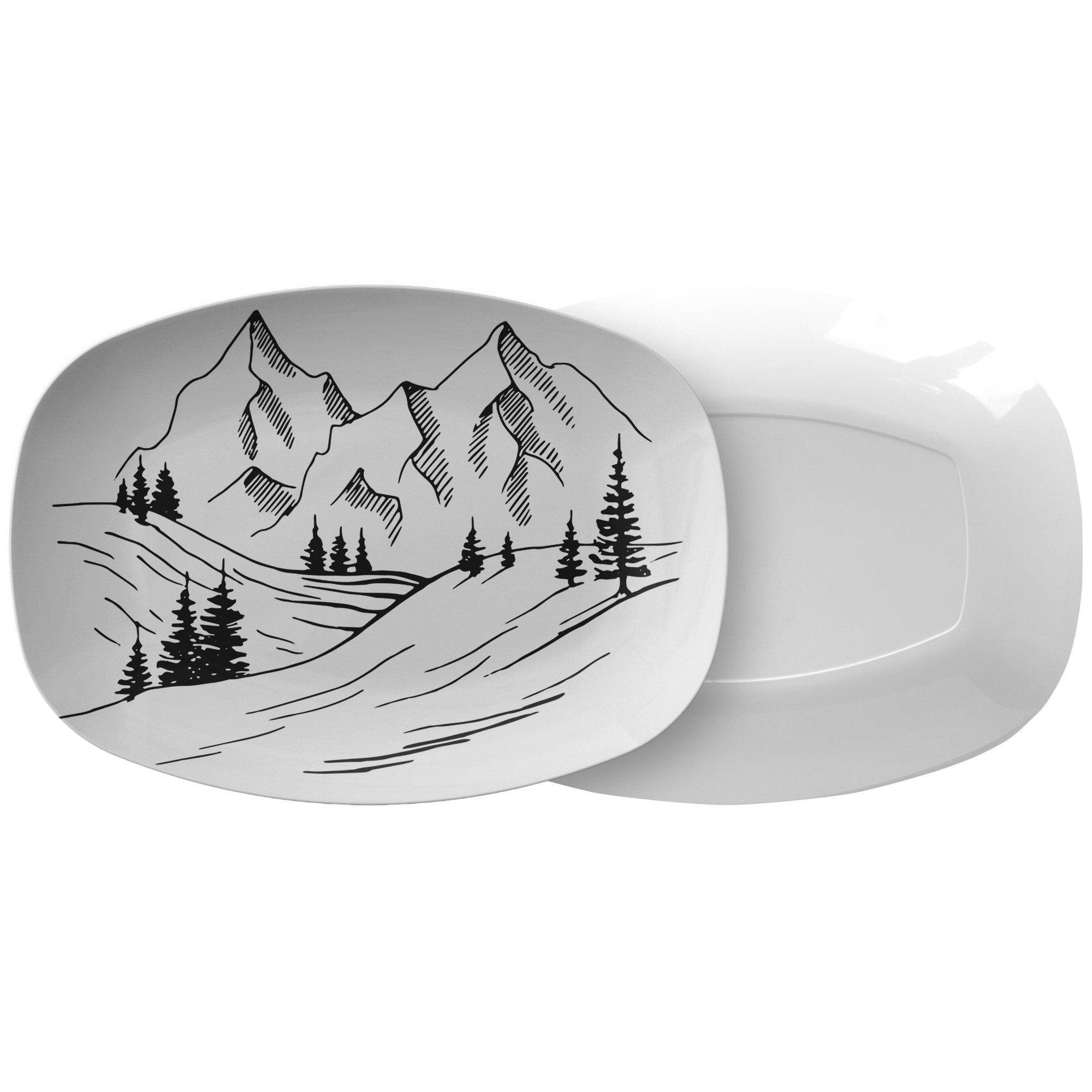 Snow Mountains Plastic Serving Platter - Durable & Elegant Party Tray for Appetizers, Cheese, Fruits - Perfect for Entertaining, Holidays, and Family Gatherings
