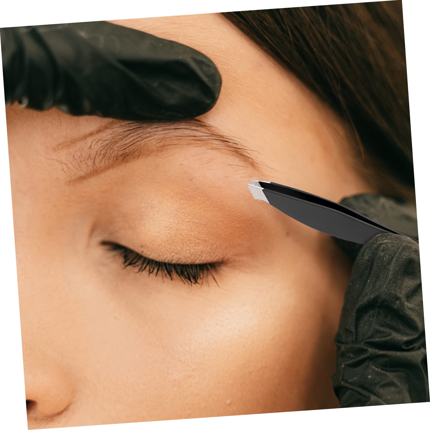 20 Pcs Mini Eyebrow Clips - Professional Eyebrow Makeup & Facial Hair Removal Tools - Black PU Brow Tweezers for Ingrown Hair Removal & Beading Supplies - Perfect for Salon, Home Use & DIY Beauty Care
