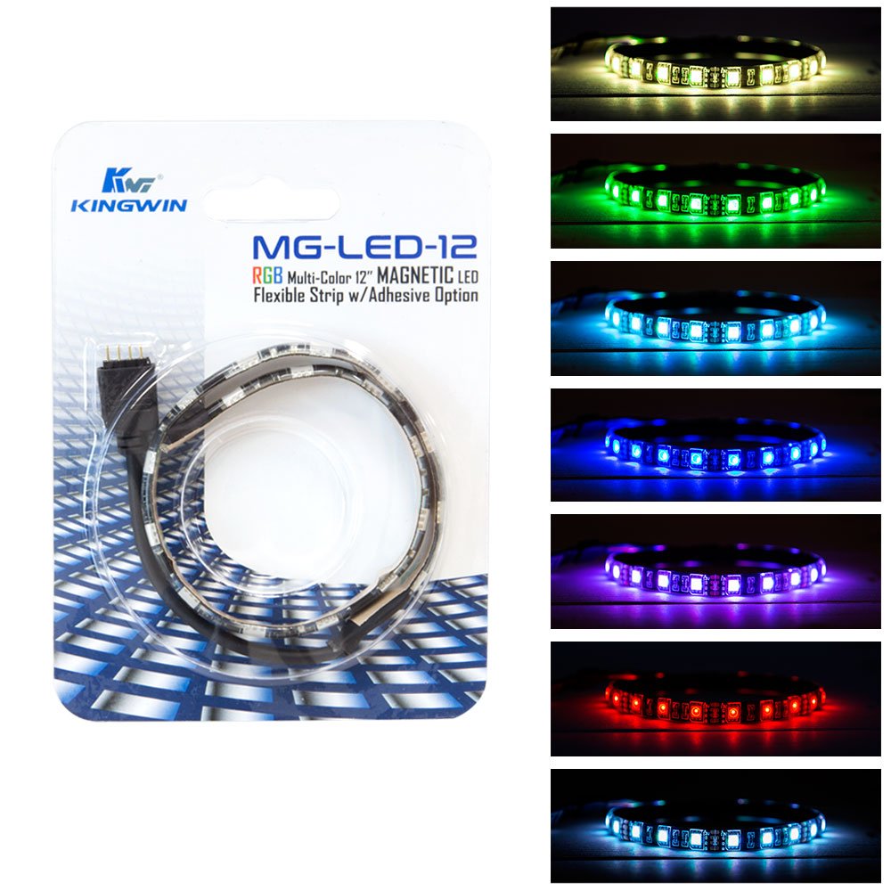 Kingwin RGB LED Strip Lights - 5050 SMD Magnetic Light Strip with Adhesive Backing | ASUS Aura Sync Compatible for PC, Gaming Laptop & Desktop Case Lighting | Perfect for Room Decor, Home Theater & Gaming Setup Ambience