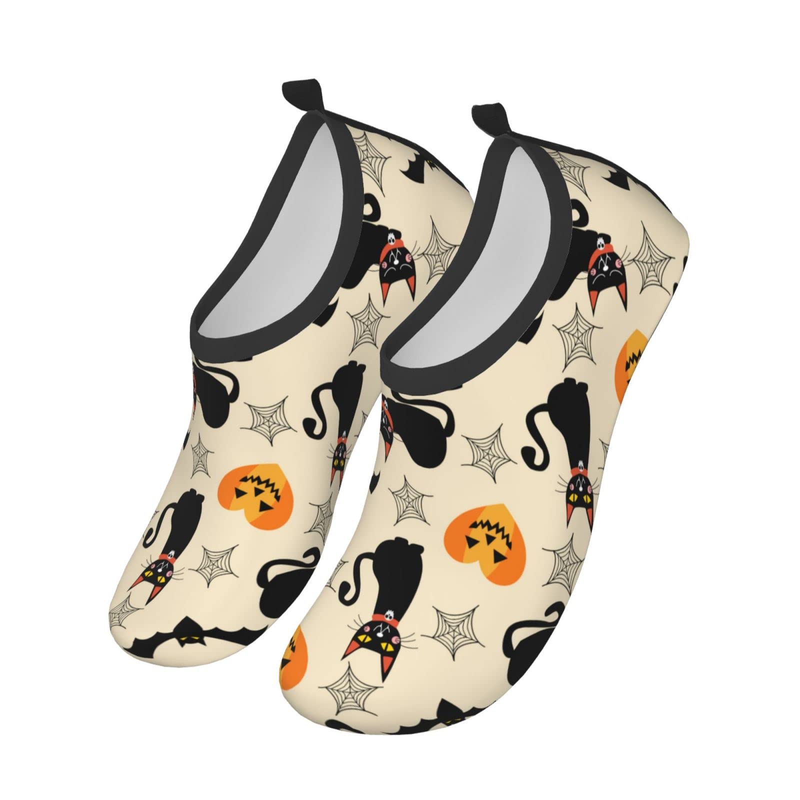 Quick-Dry Aqua Socks | Barefoot Water Shoes for Beach, Swim & Halloween | Non-Slip Black Cat Design for Men & Women | Perfect for Pool, Surfing & Water Sports